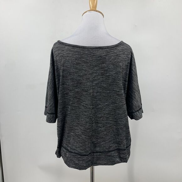 Lucy Boxy Shirt Womens M Medium Heather Gray Short Sleeve Cropped High Low Hem - Picture 5 of 11